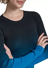 Women's Long Sleeve Dip Dyed Sweater