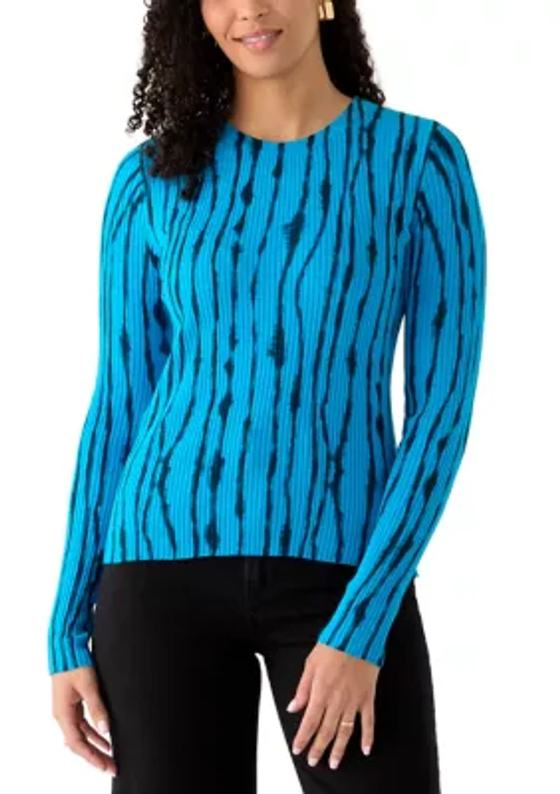 Women's Ribbed Graffiti Crew Neck Sweater