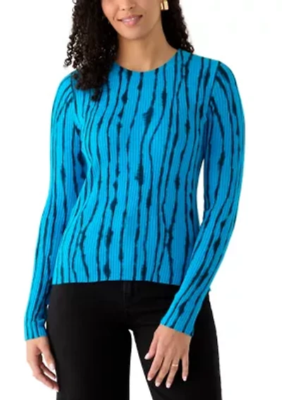Women's Ribbed Graffiti Crew Neck Sweater