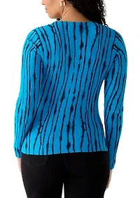 Women's Ribbed Graffiti Crew Neck Sweater