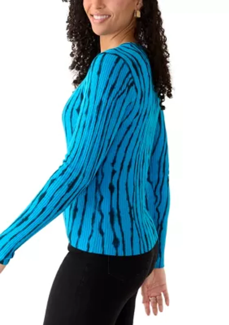 Women's Ribbed Graffiti Crew Neck Sweater