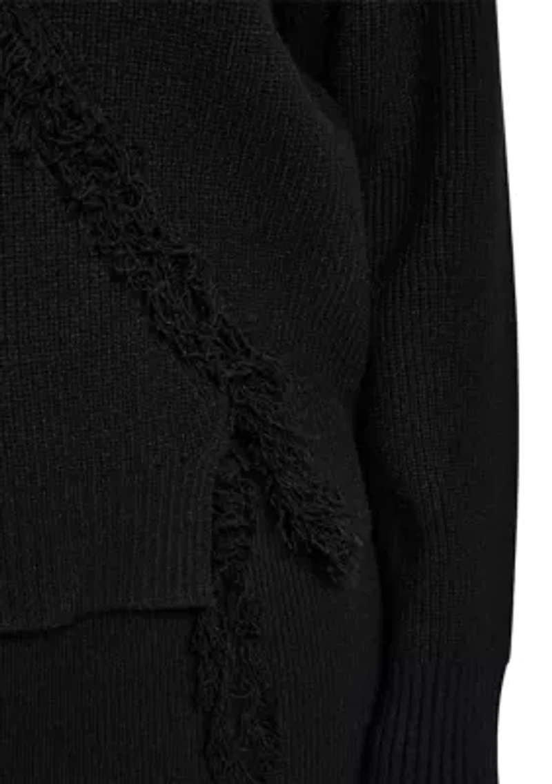 Women's Long Sleeve Fringe Trim Sweater