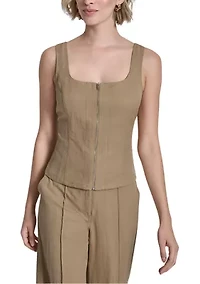 Women's Zip Front Twill Tank Top