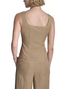 Women's Zip Front Twill Tank Top