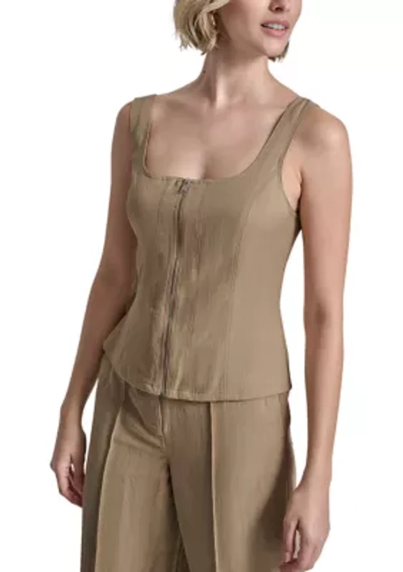 Women's Zip Front Twill Tank Top