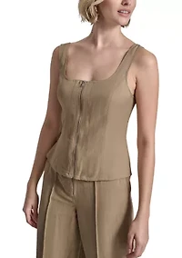 Women's Zip Front Twill Tank Top