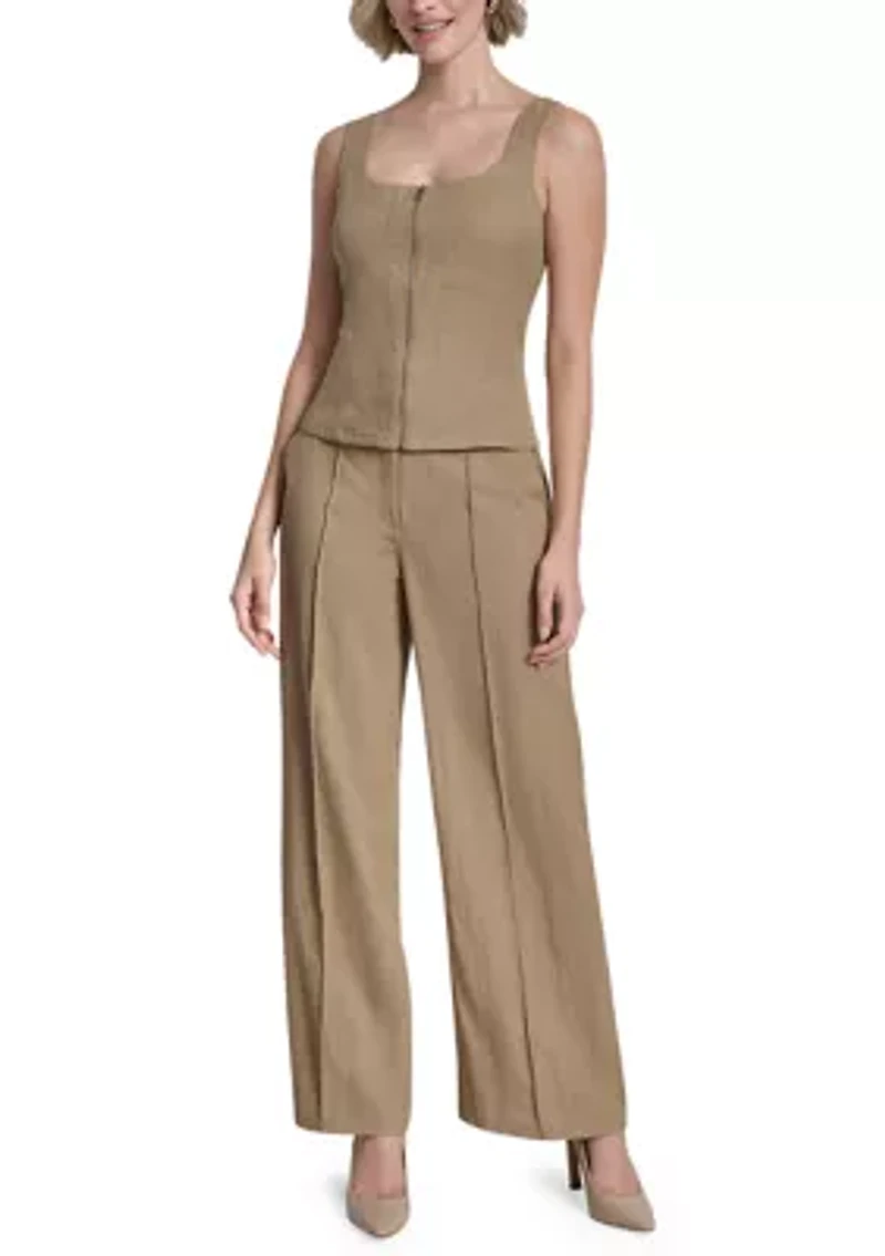 Women's Zip Front Twill Tank Top