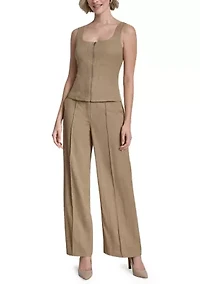 Women's Zip Front Twill Tank Top