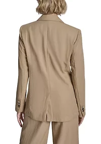 Women's Notch Collar 1 Button Twill Blazer