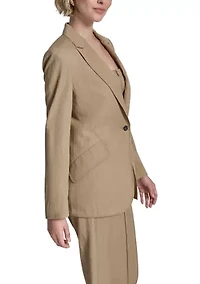Women's Notch Collar 1 Button Twill Blazer