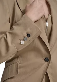 Women's Notch Collar 1 Button Twill Blazer