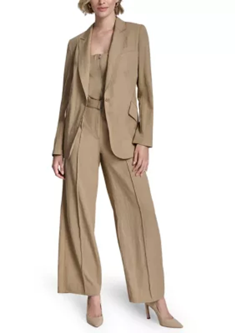 Women's Notch Collar 1 Button Twill Blazer