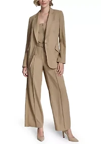 Women's Notch Collar 1 Button Twill Blazer