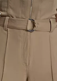 Women's Belted Wide Leg Twill Pants