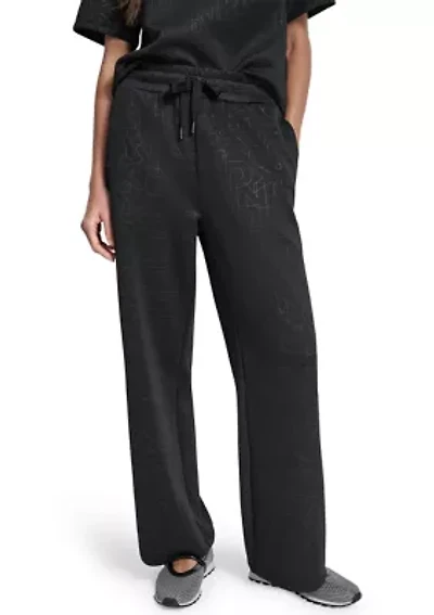 Women's Debossed Wide Leg Scuba Sweatpants