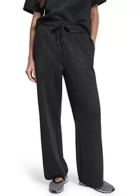 Women's Debossed Wide Leg Scuba Sweatpants