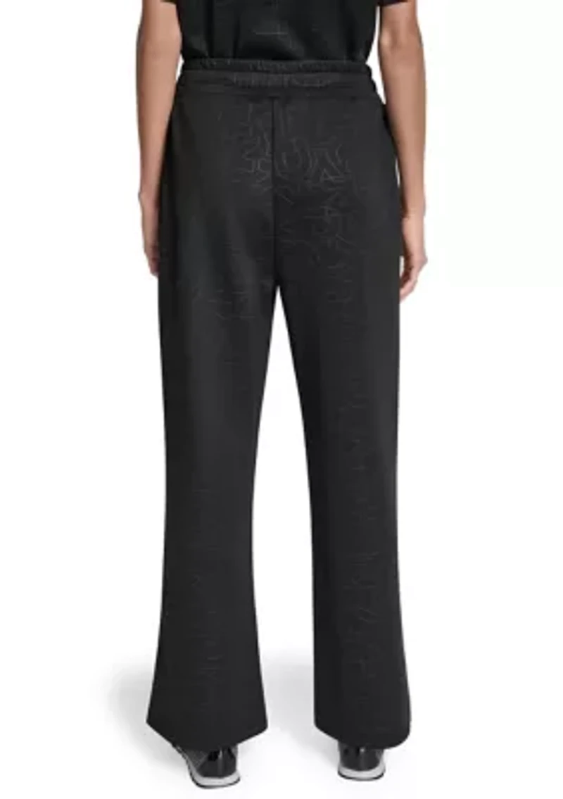 Women's Debossed Wide Leg Scuba Sweatpants