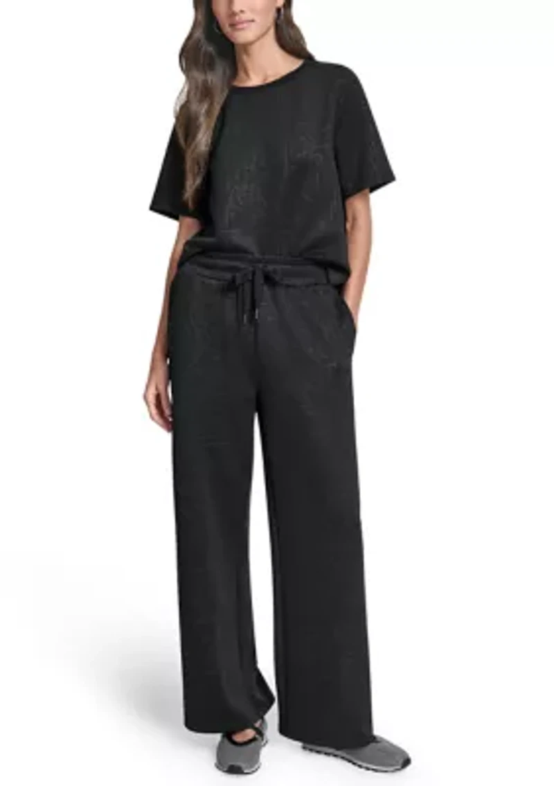 Women's Debossed Wide Leg Scuba Sweatpants