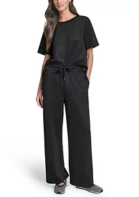 Women's Debossed Wide Leg Scuba Sweatpants