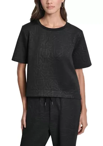Women's Short Sleeve Debossed Logo Scuba T-Shirt