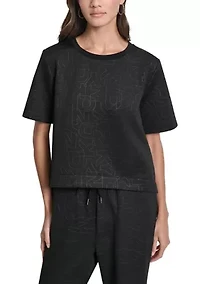 Women's Short Sleeve Debossed Logo Scuba T-Shirt