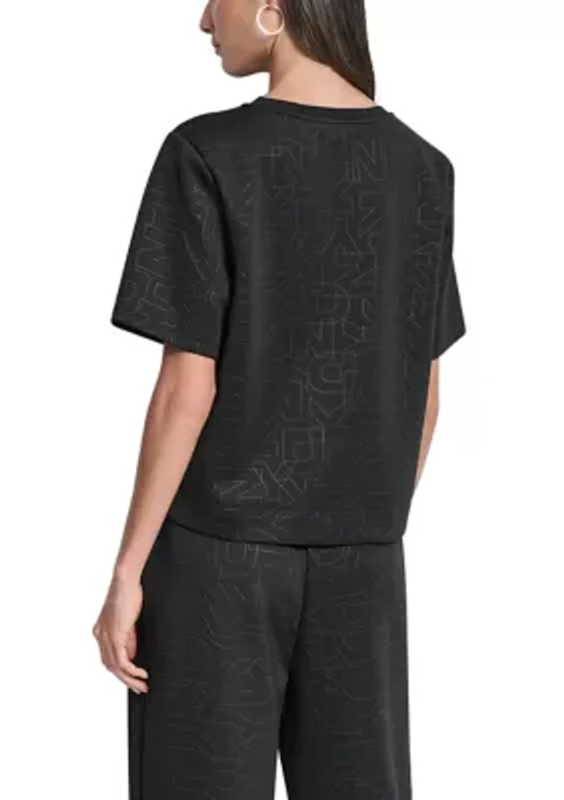 Women's Short Sleeve Debossed Logo Scuba T-Shirt
