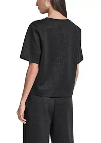 Women's Short Sleeve Debossed Logo Scuba T-Shirt