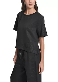 Women's Short Sleeve Debossed Logo Scuba T-Shirt