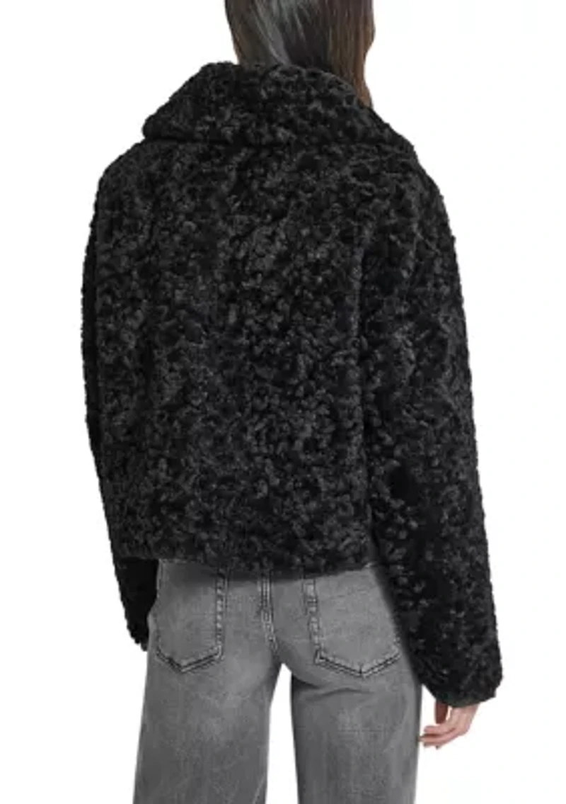 Women's Collared Zip-Up Fur Jacket