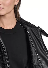 Women's Collared Zip-Up Fur Jacket