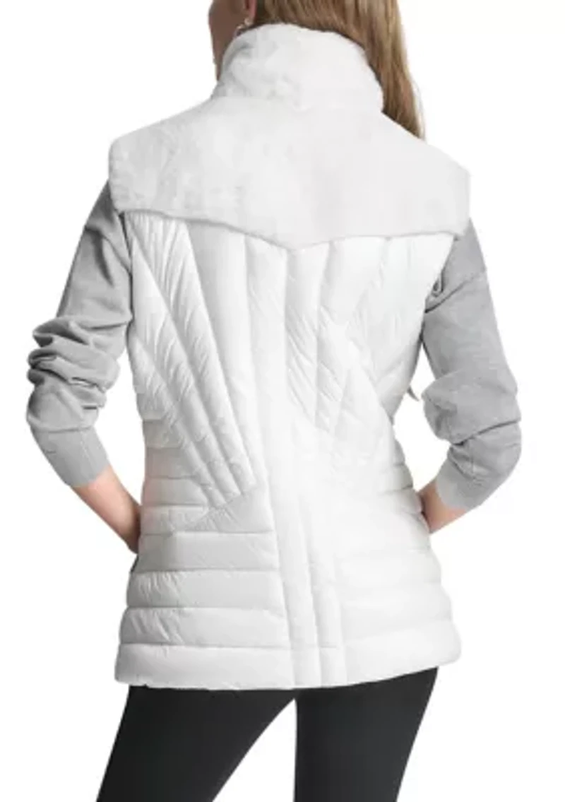 Women's Quilted Puffer Vest With Faux Fur