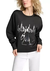 Women's Long Sleeve NYC Graphic Scuba Pullover