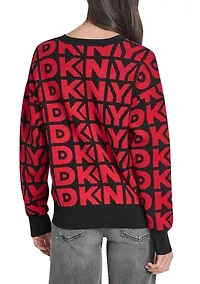 Women's Drop Shoulder Logo Crew Neck Sweater