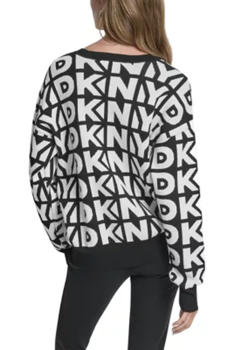 Women's Drop Shoulder Logo Crew Neck Sweater