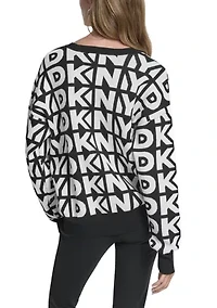 Women's Drop Shoulder Logo Crew Neck Sweater