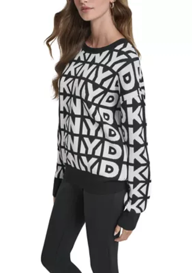 Women's Drop Shoulder Logo Crew Neck Sweater