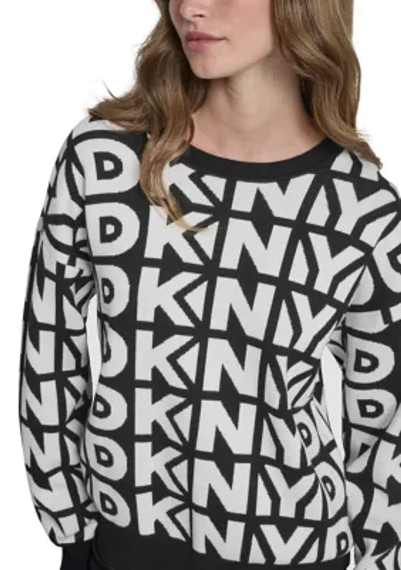 Women's Drop Shoulder Logo Crew Neck Sweater