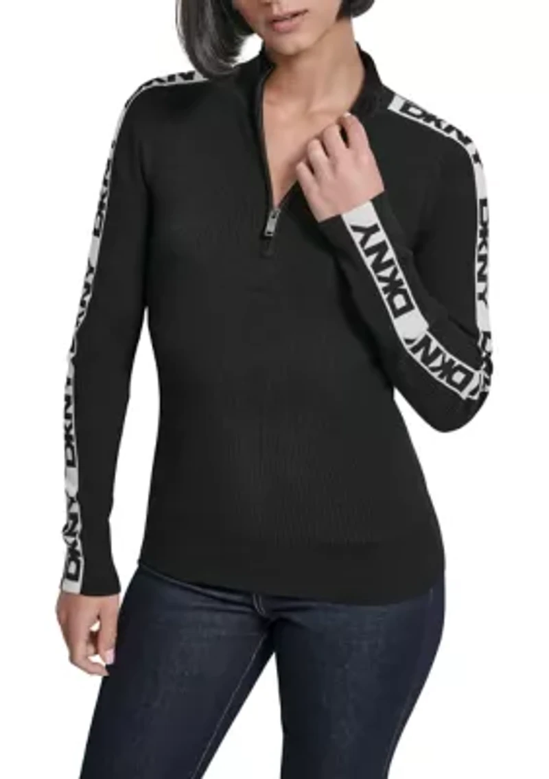 Women's Long Sleeve Logo Quarter-Zip Sweater