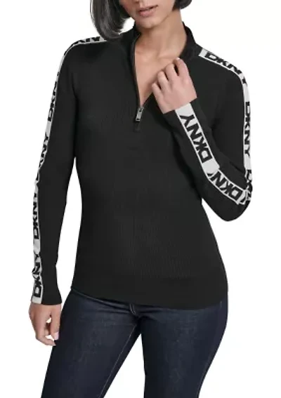 Women's Long Sleeve Logo Quarter-Zip Sweater