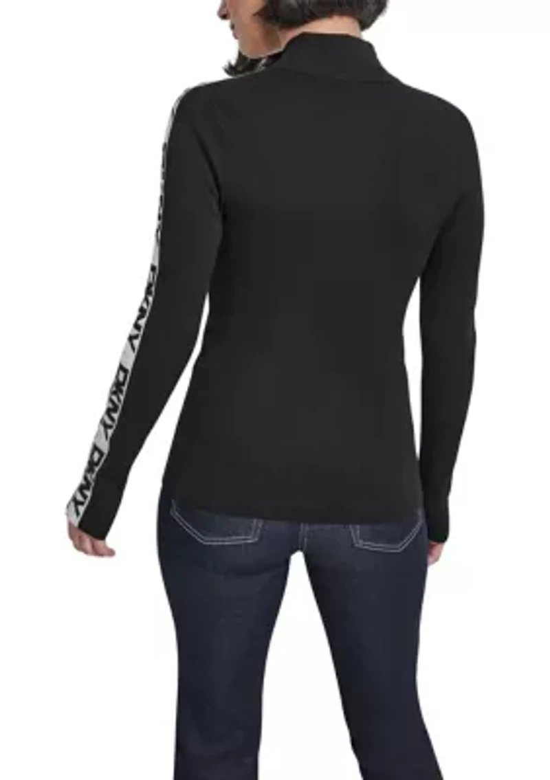 Women's Long Sleeve Logo Quarter-Zip Sweater