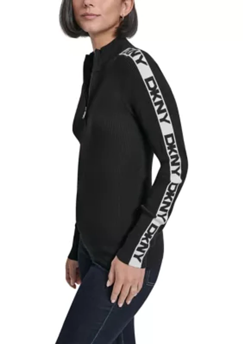 Women's Long Sleeve Logo Quarter-Zip Sweater