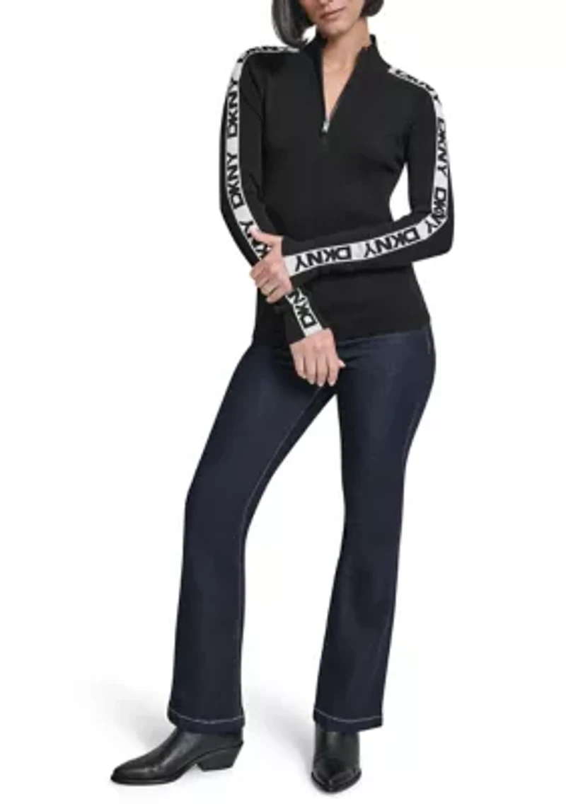 Women's Long Sleeve Logo Quarter-Zip Sweater