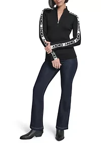 Women's Long Sleeve Logo Quarter-Zip Sweater
