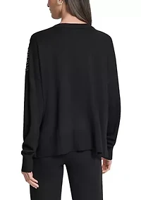 Women's Long Sleeve Rhinestone Embellished Sweater