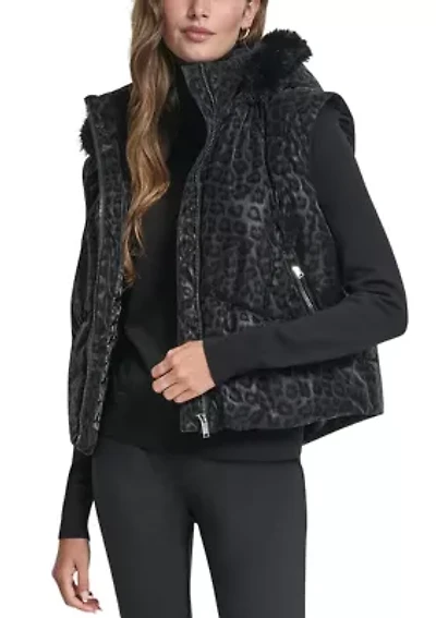 Women's Cheetah Print Puffer Vest