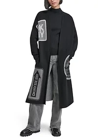 Women's Long Sleeve Patch Cardigan Sweater