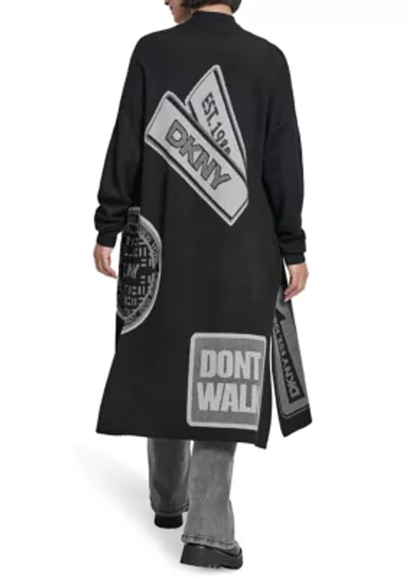 Women's Long Sleeve Patch Cardigan Sweater