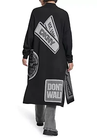 Women's Long Sleeve Patch Cardigan Sweater