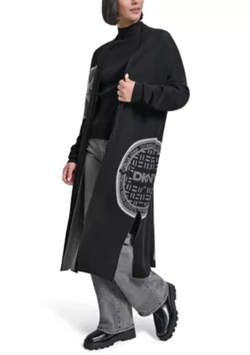 Women's Long Sleeve Patch Cardigan Sweater