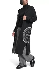 Women's Long Sleeve Patch Cardigan Sweater